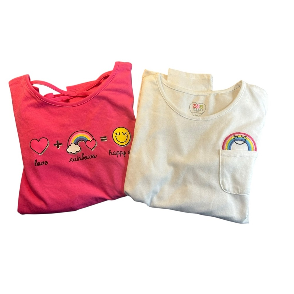 Set of 2 Granimals 365 Girls Size 10 Rainbow and Smiley Long Sleeve Tees